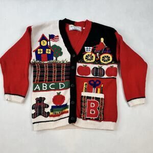 Marisa Christina Sweater Hand Knit Cardigan School Teacher Elementary sz‎ Medium